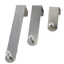 Set 3 ganci appendiabiti per porta inox (H7-13-19 cm) Cromo