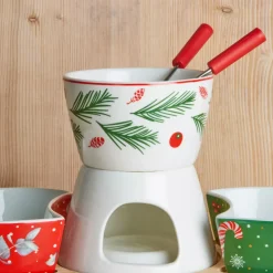 Set per fonduta al cioccolato in porcellana Natale Goloso
