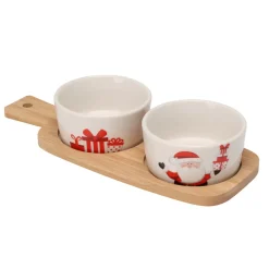 Set tapas 2 ciotole (10 x 25 cm) Babbo Natale e regali Rosso