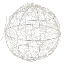 Sfera luminosa da appendere 300 micro LED (D25 cm) Luce Polare Argento e bianco caldo