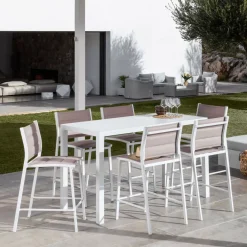 Sgabello da giardino Alluminio impilabile Murano Bianco e tortora