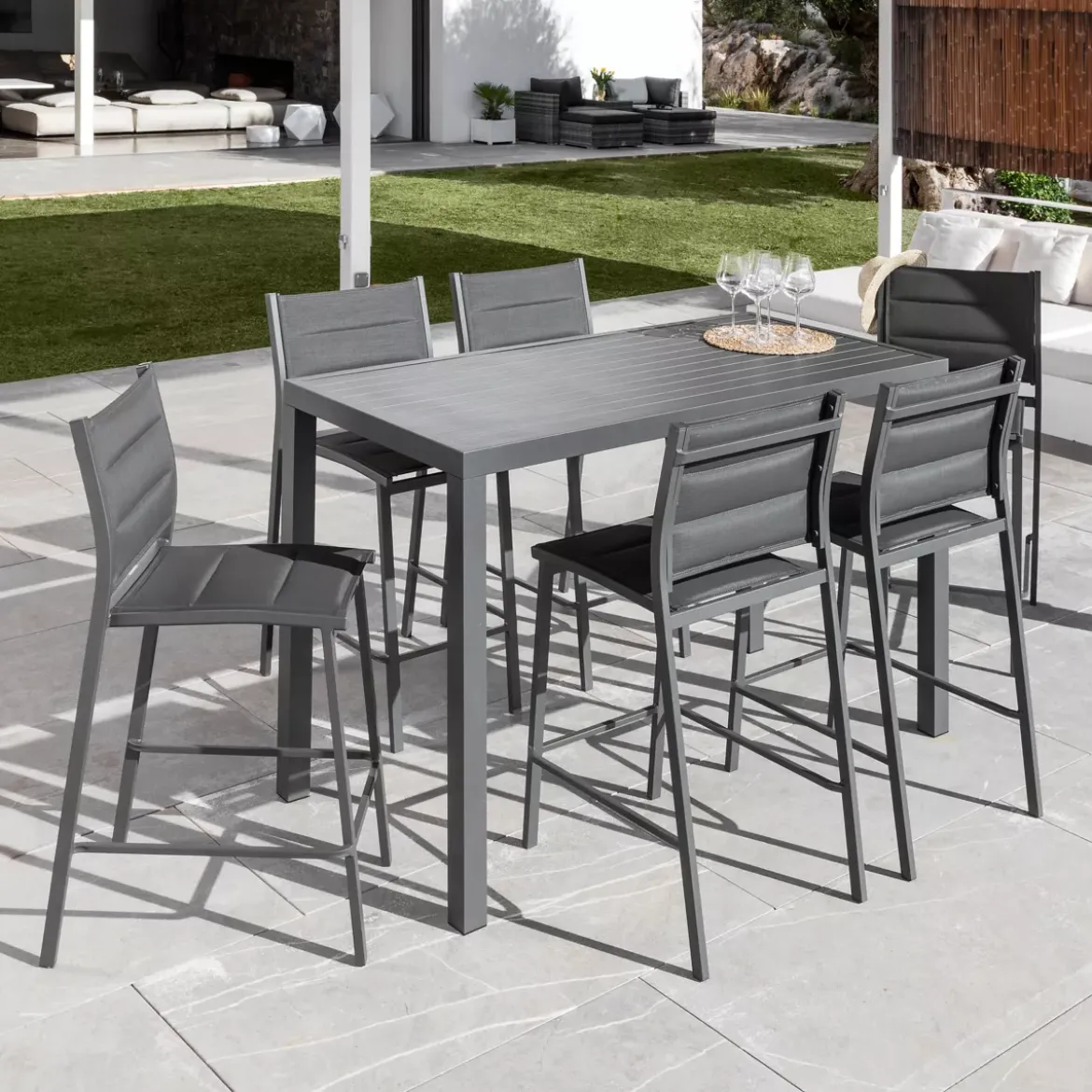 Sgabello da giardino Alluminio impilabile Murano Grigio antracito