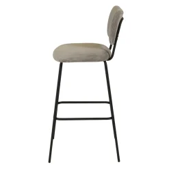 Sgabello da bar con schienale in velluto a coste (Altezza seduta 77cm) Orion Grigio acciaio