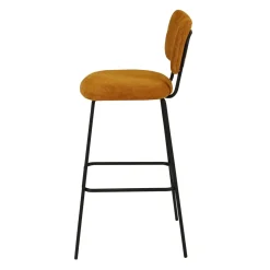 Sgabello da bar con schienale in velluto a coste (Altezza seduta 77cm) Orion Giallo ocra