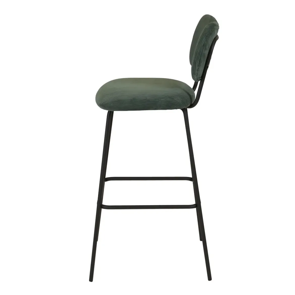 Sgabello da bar con schienale in velluto a coste (Altezza seduta 77cm) Orion Verde scuro