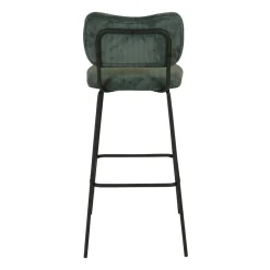 Sgabello da bar con schienale in velluto a coste (Altezza seduta 77cm) Orion Verde scuro