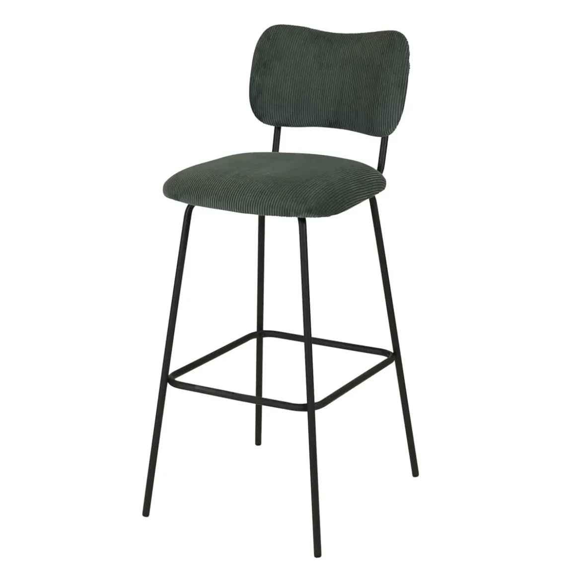 Sgabello da bar con schienale in velluto a coste (Altezza seduta 77cm) Orion Verde scuro