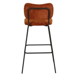 Sgabello da bar con schienale in velluto a coste (Altezza seduta 77cm) Orion Marrone scuro