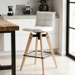 Sgabello da bar girevole con schienale (Altezza seduta 75cm) Osla Bianco