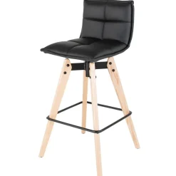 Sgabello da bar girevole con schienale (Altezza seduta 75cm) Osla Nero