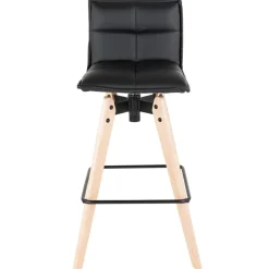 Sgabello da bar girevole con schienale (Altezza seduta 75cm) Osla Nero