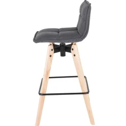 Sgabello da bar girevole con schienale in tessuto (Altezza seduta 75cm) Osla Grigio scuro