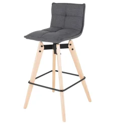Sgabello da bar girevole con schienale in tessuto (Altezza seduta 75cm) Osla Grigio scuro