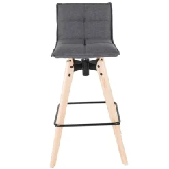 Sgabello da bar girevole con schienale in tessuto (Altezza seduta 75cm) Osla Grigio scuro