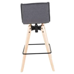 Sgabello da bar girevole con schienale in tessuto (Altezza seduta 75cm) Osla Grigio scuro