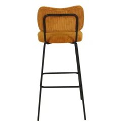 Sgabello isola centrale con schienale in velluto a coste (Altezza seduta 67cm) Orion Giallo ocra