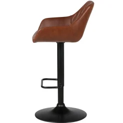 Sgabello isola centrale girevole con schienale in similpelle (Altezza regolabile 62/83 cm) Zila Marrone