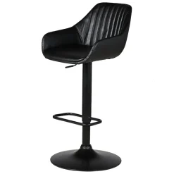 Sgabello isola centrale girevole con schienale in similpelle (Altezza regolabile 62/83 cm) Zila Nero