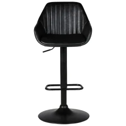 Sgabello isola centrale girevole con schienale in similpelle (Altezza regolabile 62/83 cm) Zila Nero