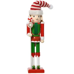 Soldato Schiaccianoci in legno (H30 cm) Folletto di Babbo Natale Rosso e verde
