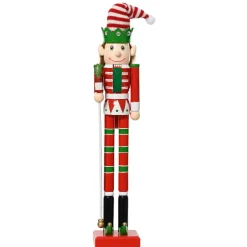 Soldato Schiaccianoci in legno (H50 cm) Folletto di Babbo Natale Rosso e verde