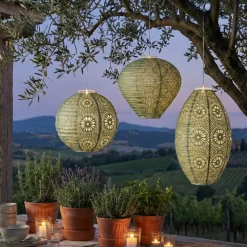 Sospensione da giardino solare (H23 cm) Lanterna traforata Verde