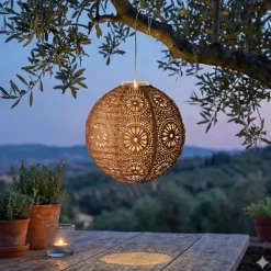 Sospensione da giardino solare (H23 cm) Lanterna traforata Marrone