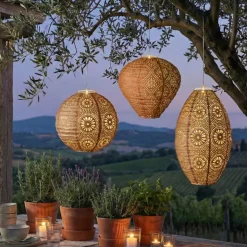 Sospensione da giardino solare (H38 cm) Lanterna traforata Marrone