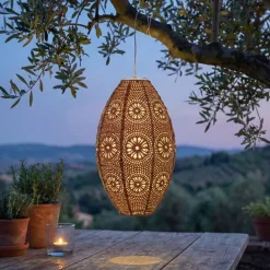 Sospensione da giardino solare (H38 cm) Lanterna traforata Marrone
