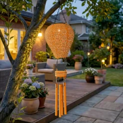 Sospensione da giardino solare LED (H56 cm) Mongolfiera Arancione