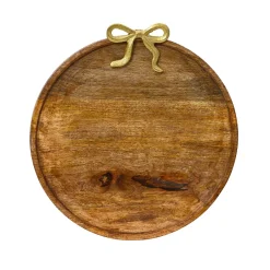 Sottopiatto in legno di mango (D33 cm) Fiocco in oro