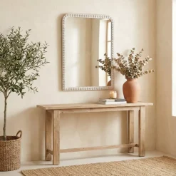 Specchio da parete con cornice in legno (91 cm) Silvedona Bianco