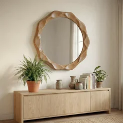 Specchio da parete con cornice in legno (81 cm) Toyah Marrone