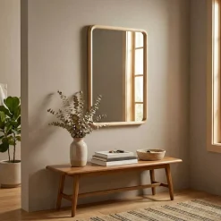 Specchio da parete con cornice in legno (90 cm) Snook Marrone