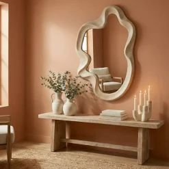 Specchio da parete con cornice in legno (90 cm) Amarosa Marrone