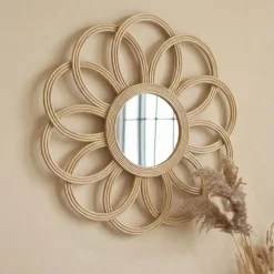 Specchio da parete in bambù (44,5 cm) Calenza Beige