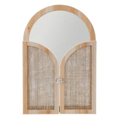 Specchio da parete in legno (H34 cm) Porta a battente Naturale