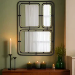Specchio da parete in metallo (Alt 80 cm) Riflesso Metallico Nero