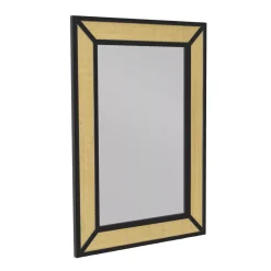 Specchio da parete in metallo (Alt 101 cm) Rattan intrecciato Naturale e nero