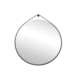 Specchio da parete rotondo con corda (78 cm) Salineño Nero