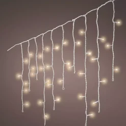 Stalattite luminosa con pile 14 m 384 LED cavo bianco Durawise Bianco caldo