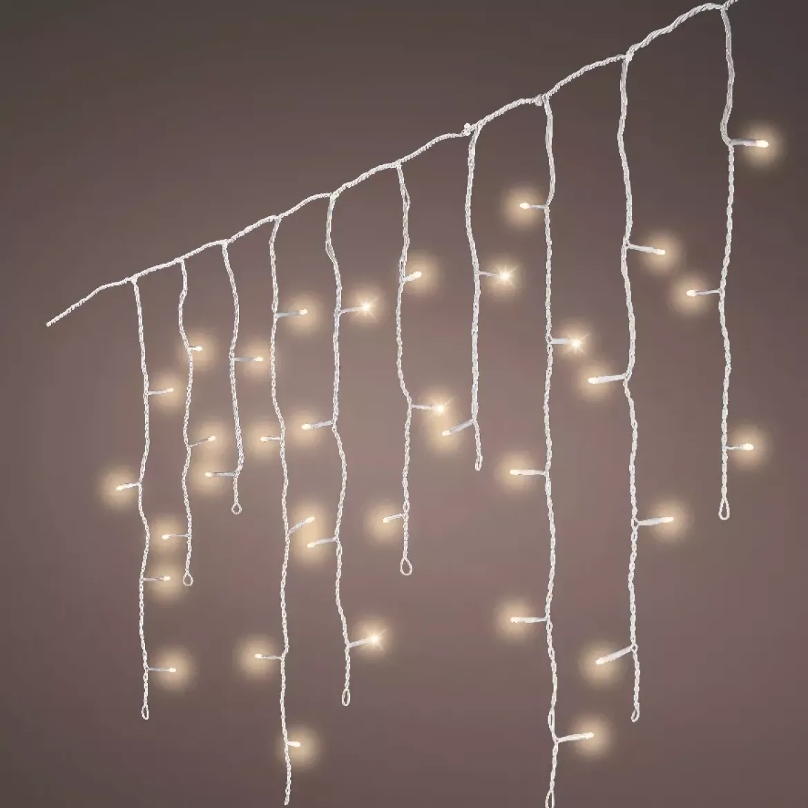 Stalattite luminosa con pile 14 m 384 LED cavo bianco Durawise Bianco caldo