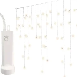 Stalattite luminosa con pile 14 m 384 LED cavo bianco Durawise Bianco caldo