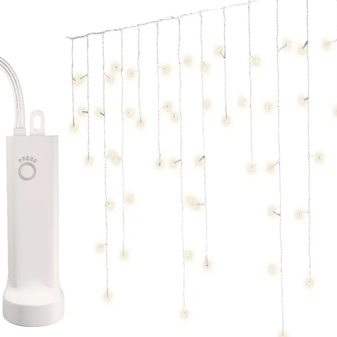 Stalattite luminosa con pile 14 m 384 LED cavo bianco Durawise Bianco caldo