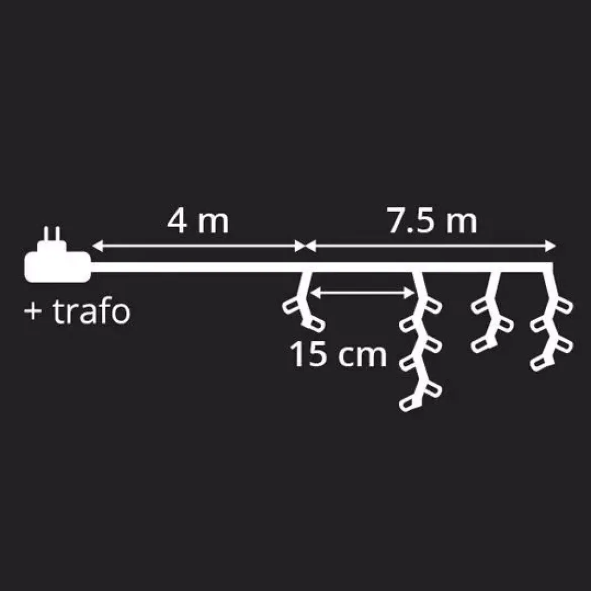 Stalattite luminosa lung.7,50 m Bianco freddo 175 LED CN