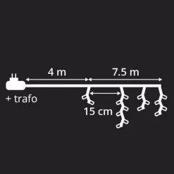 Stalattite luminosa lung.7,50 m Bianco caldo 175 LED CN