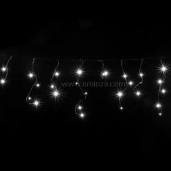 Stalattite luminosa 11 m 259 LED cavo nero Stars Bianco freddo