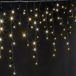 Stalattite luminosa 11 m 259 LED cavo nero Stars Bianco caldo