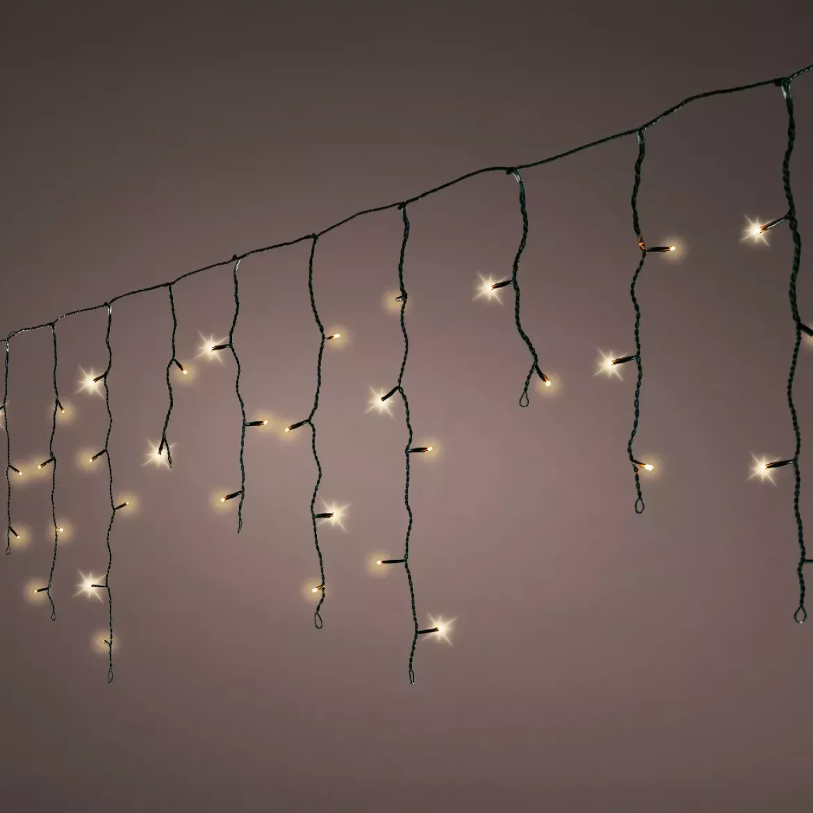 Stalattite luminosa 20 m 490 LED cavo nero Stars Bianco caldo dorato
