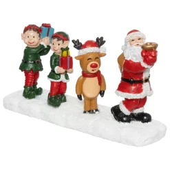 Statuetta per villaggio (H6,5 cm) Babbo Natale e folletti